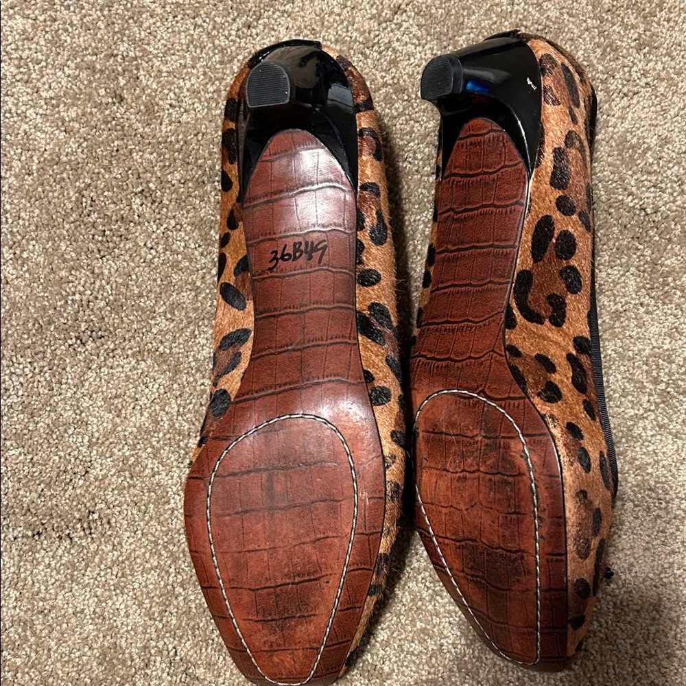 Sam Edelman Animal Real Cowhide Hair and Leather/ Print Flats with Black Accents - Picture 2 of 4